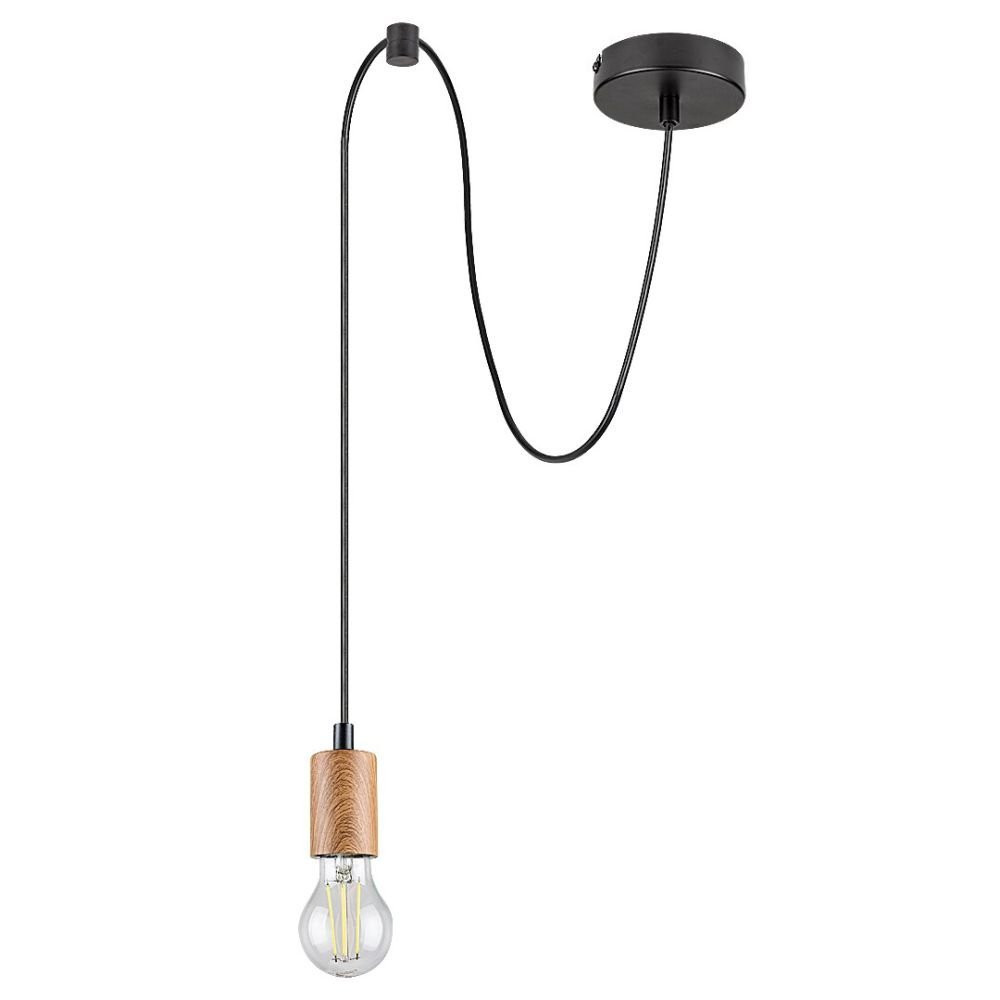Lampa wisząca czarny matowa-buk Dollien 1xE27x60W Rabalux