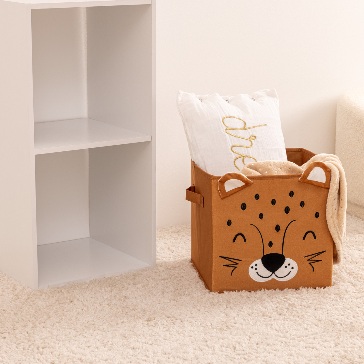 Storage bin "Joey" Yellow velvet, 29x29 cm