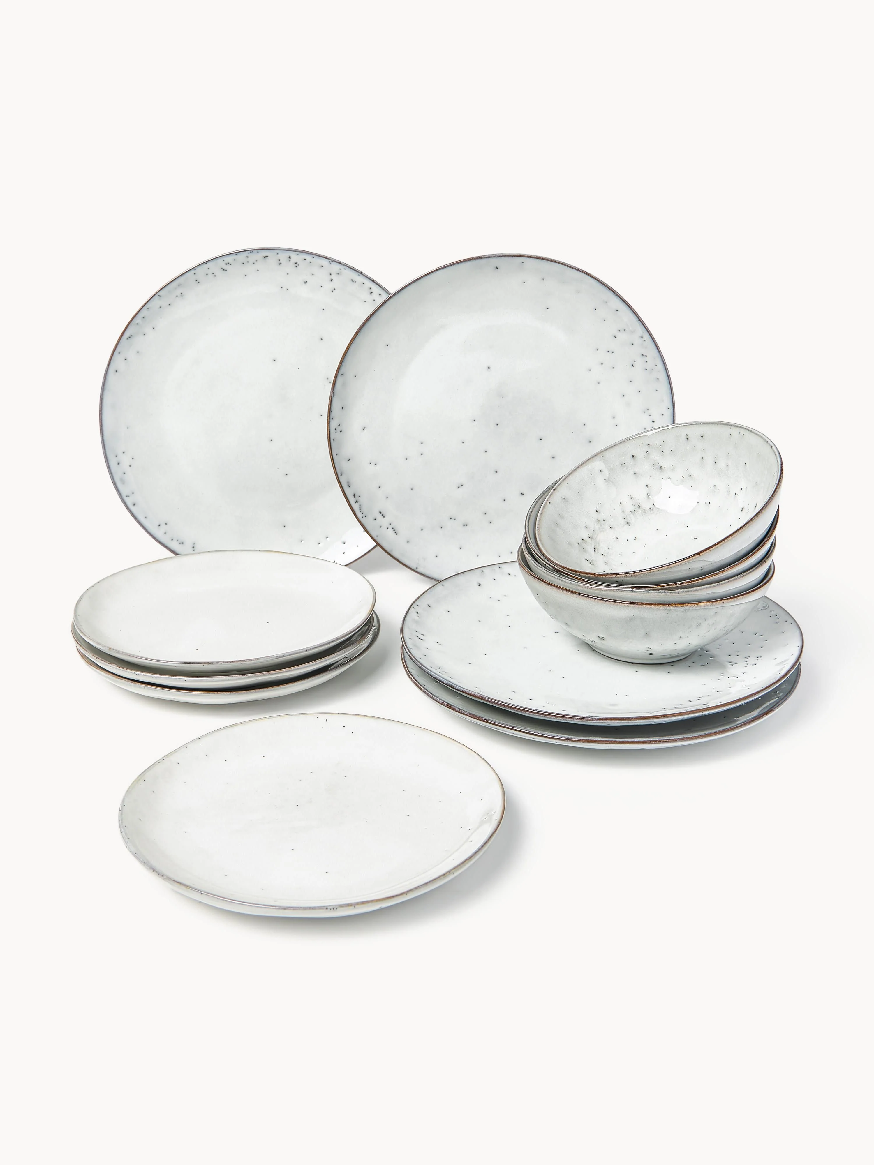 Handgefertigtes Geschirr-Set Nordic Sand, 12er-Set
