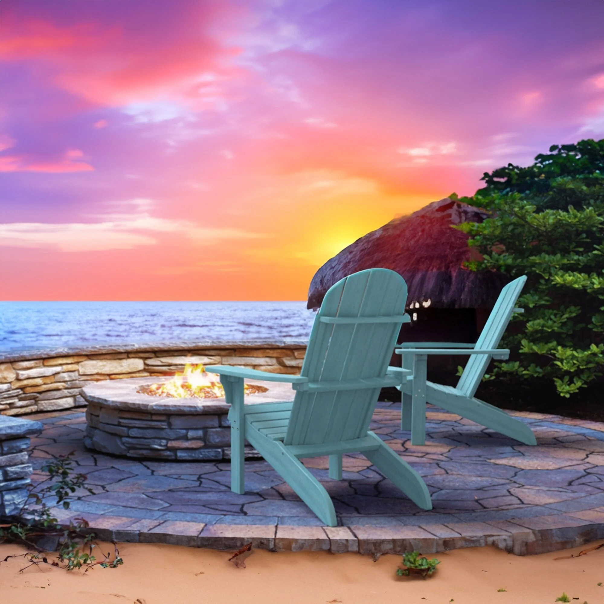 Hips Classic Adirondack Chair, Ultra Durable Weather Resistant Design, Real Wood Look