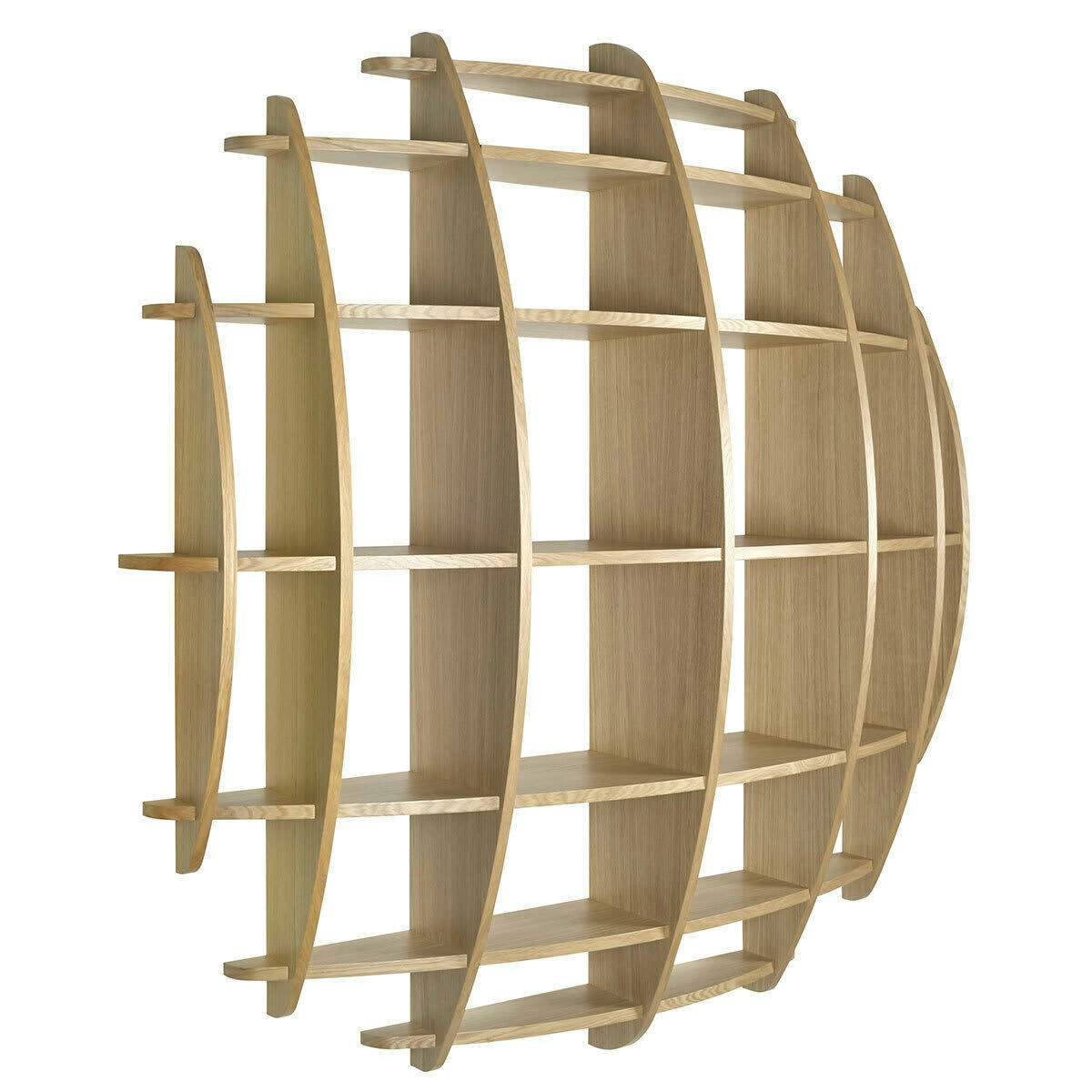 DEVA - Etagère Demi lune effet bois plaquage chêne