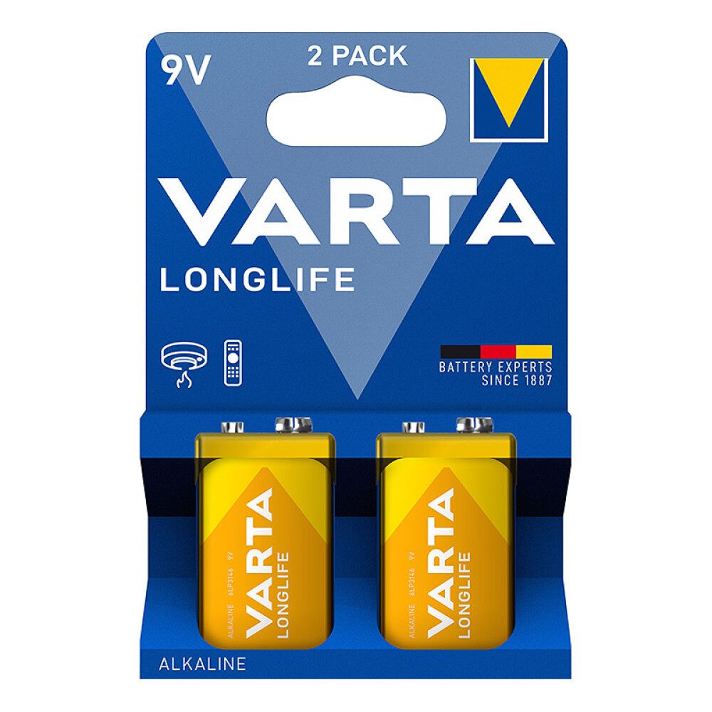 BATTERI VARTA LONGLIFE 9V 2 STK