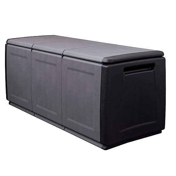 Coffre de rangement 330L Gris/Noir 138 x 53 x H57cm Poignées de transport polypropylène INTEC