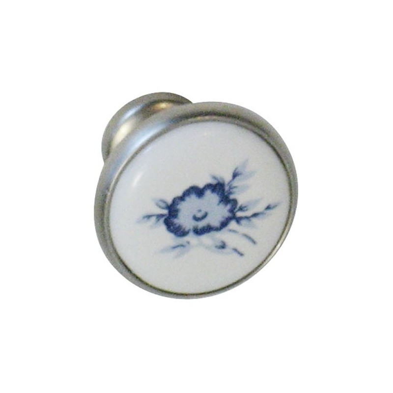 Bouton en porcelaine avec fleurs bleues Ø 30 mm LINEA BERTOMANI