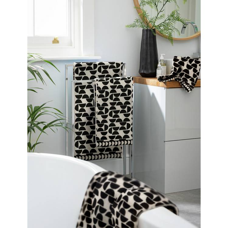 Habitat Geo 2 Pack Hand Towel - Black & White