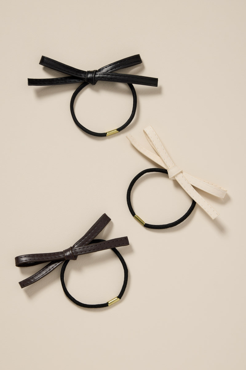 Terri Vegan Leather Bow Hair Tie Set