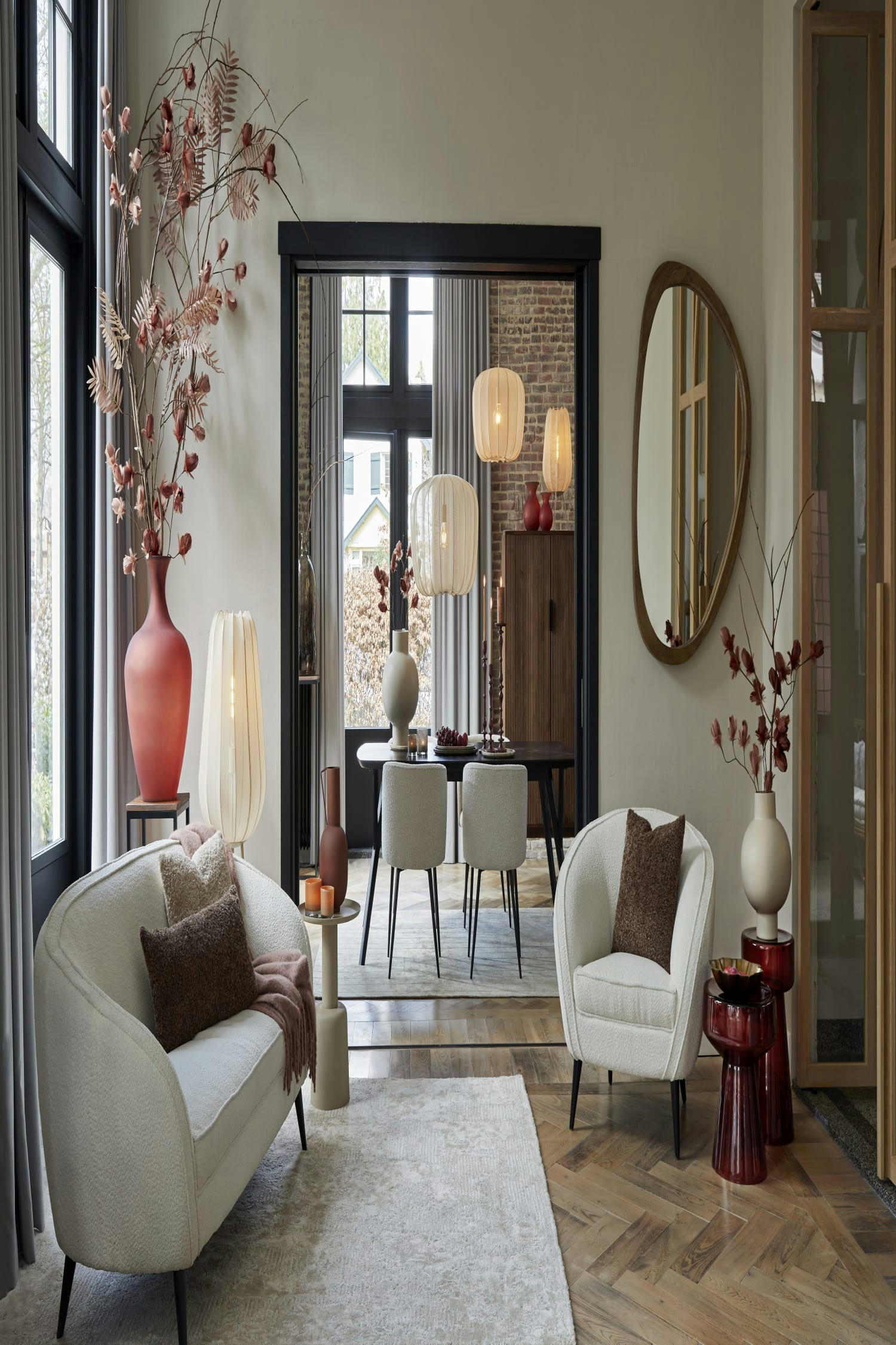 MILAKI - Table d'appoint beige métal ø39cm