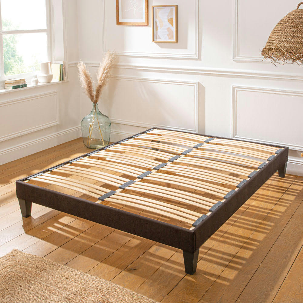 - sommier en kit tissu gris anthracite - 160x200 cm