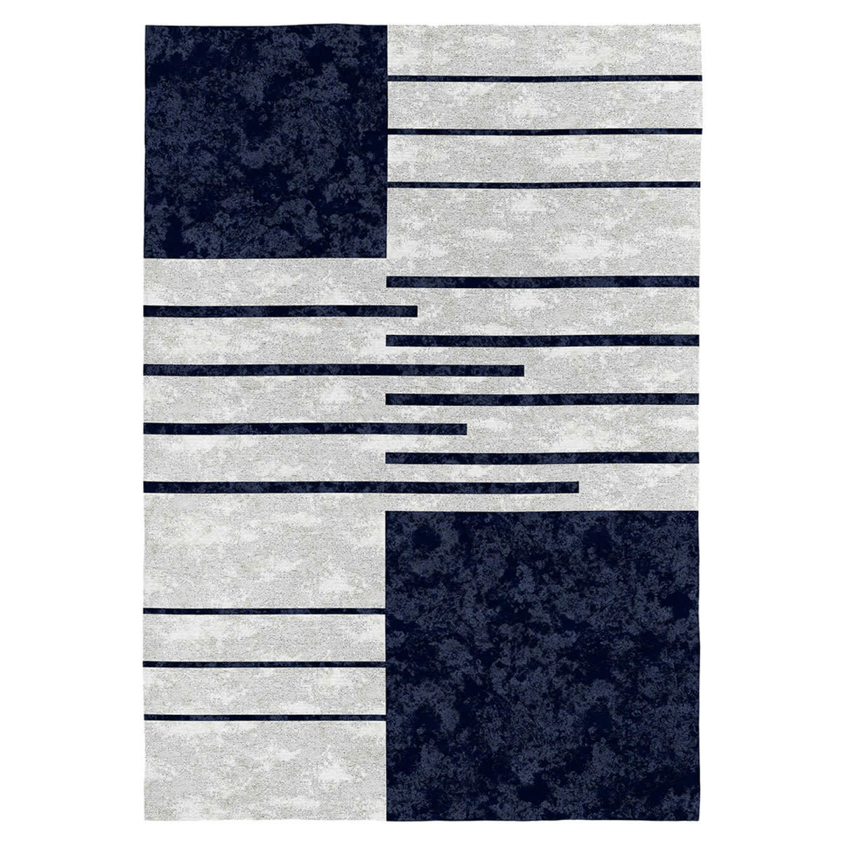 TOKIO - Tapis décoratif en coton en impression digital bleu 160x230 cm