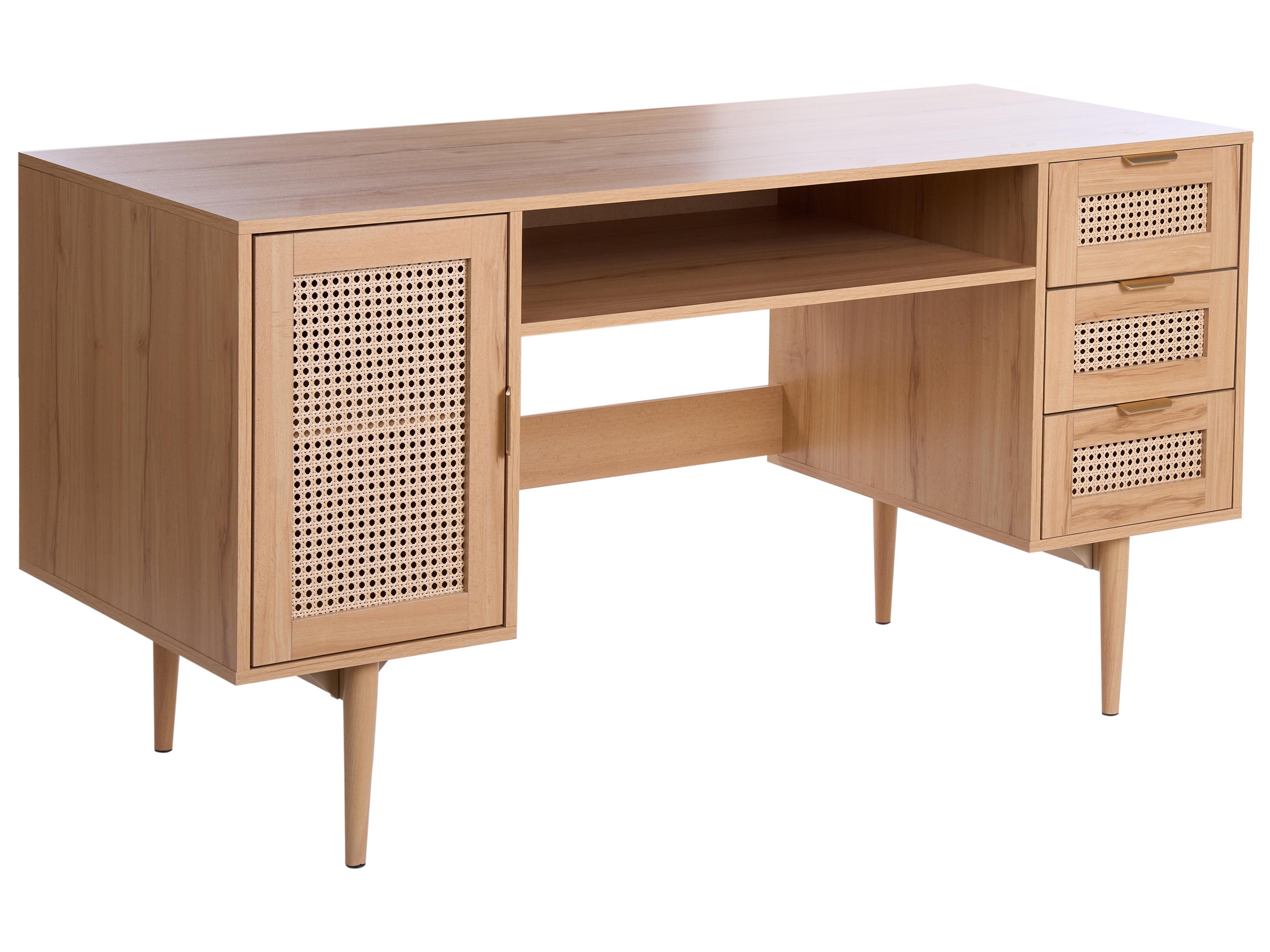 Home Office Desk RAFFRA Light Brown 140 cm 60 cm