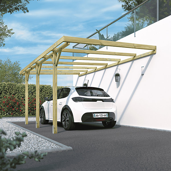 Carport adossé 1 voiture en bois - Henri