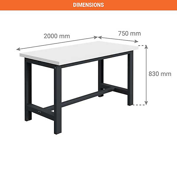 Etabli à résistance thermique - Plateau 2000x750x30mm - Bleu RAL5015 - W010010214-BI
