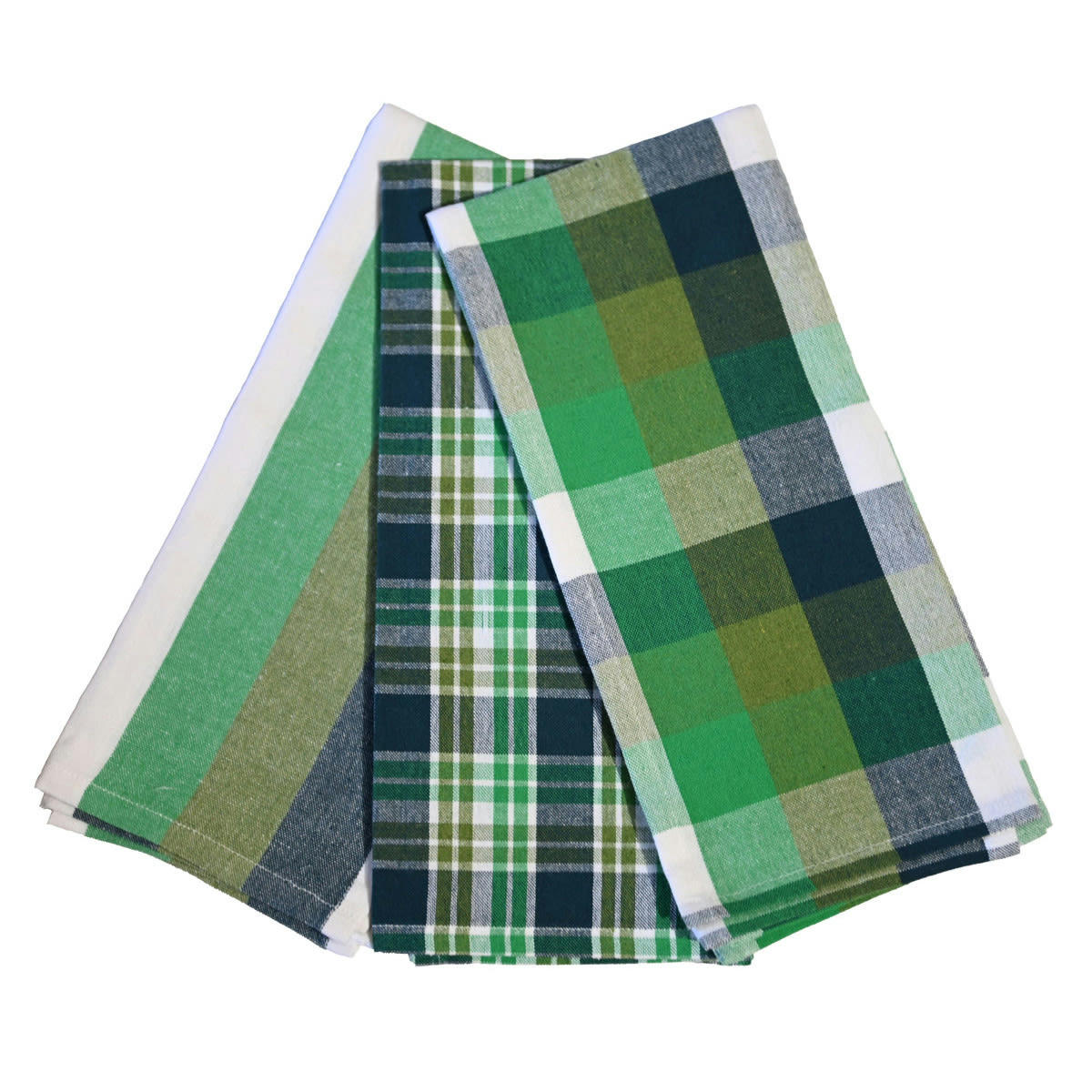 GLASGOW - 3 torchons coton assortis  amande 45x70 cm