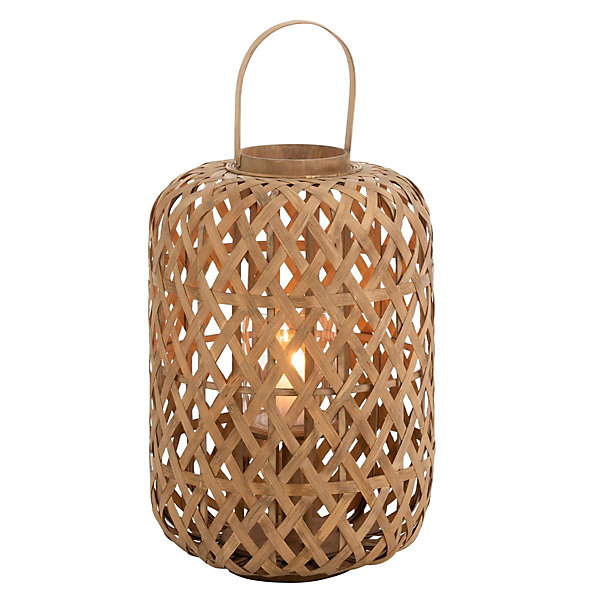 Lanterne cylindrique en bois naturel 36x36x69 cm
