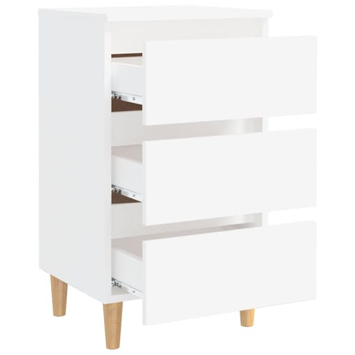 NNEVL Bed Cabinets with Solid Wood Legs 2 pcs White 40x35x69 cm