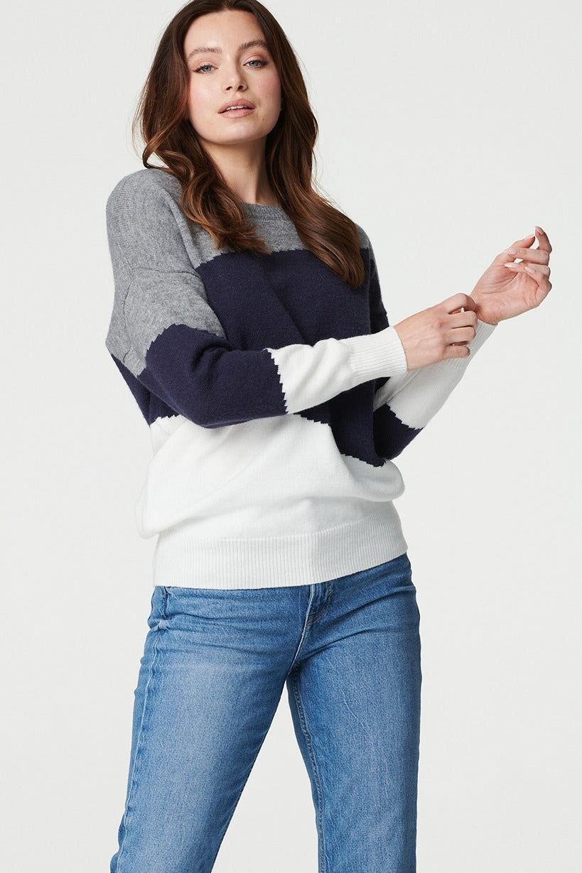 Izabel London Colour Block Relaxed Knit Sweater