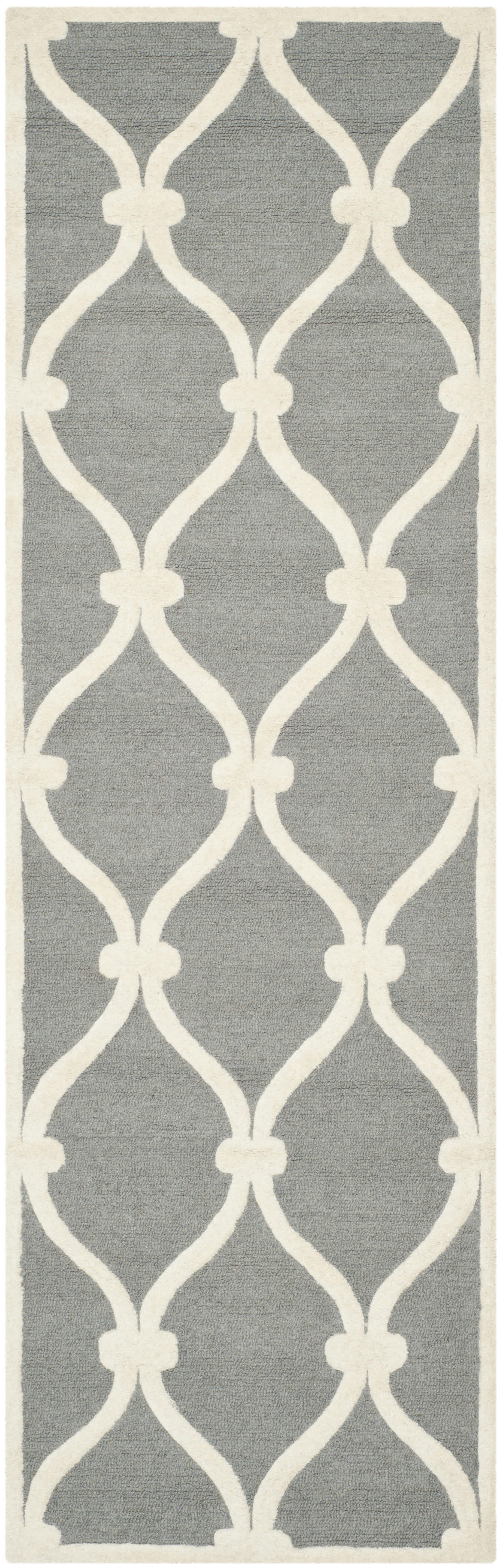 CAMBRIDGE - Tapis de salon interieur en  gris fonce & ivoire, 76 x 244 cm