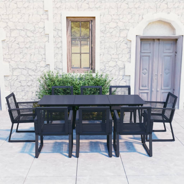Zestaw mebli ogrodowych Czarny 190 cm table length PVC vidaXL
