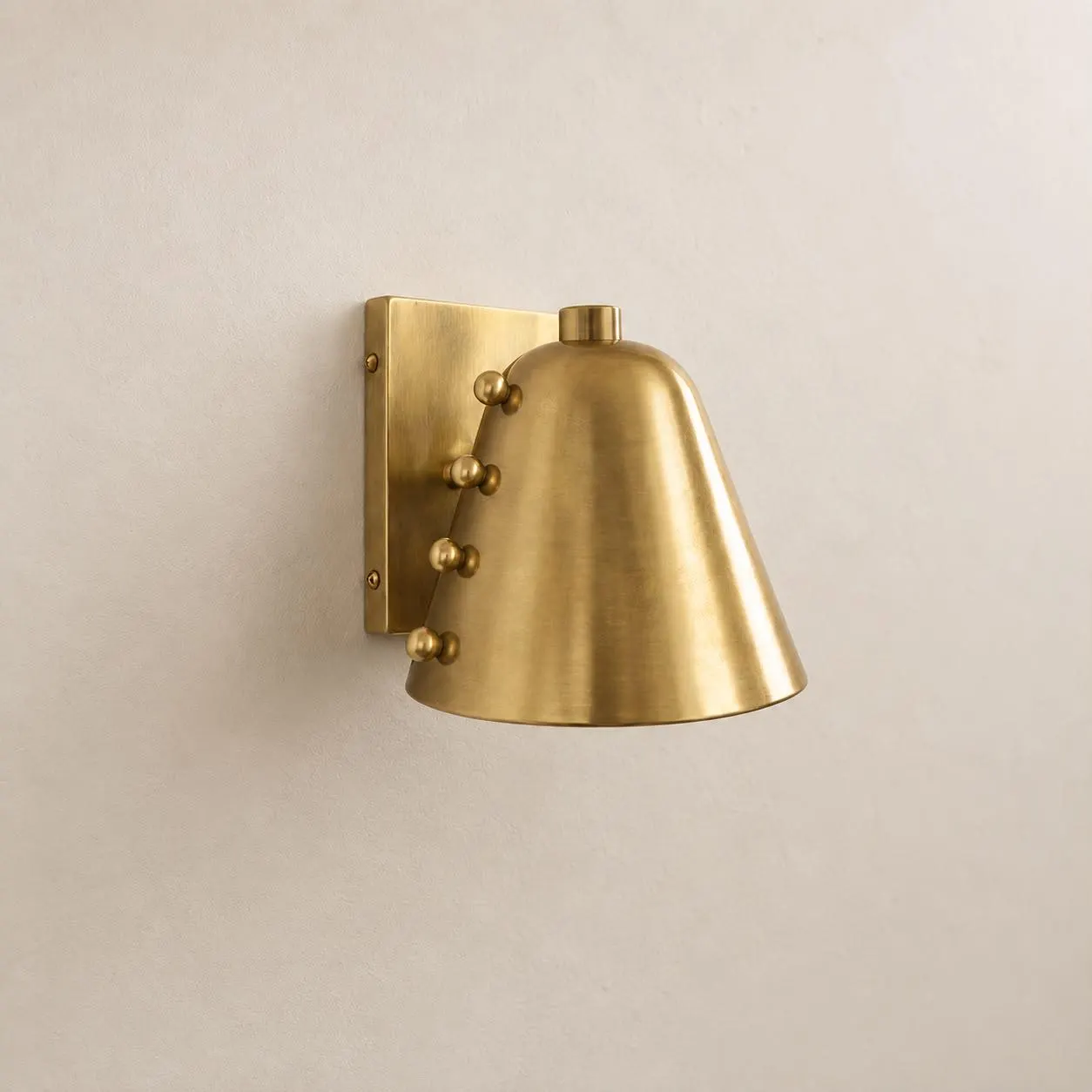 Set of 2 55000 Handcrafted Brass Cone Wall Sconce, Mid-Century Italian Style Lighting