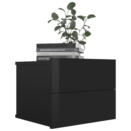NNEVL Bedside Cabinets 2 pcs High Gloss Black 40x30x30 cm Chipboard