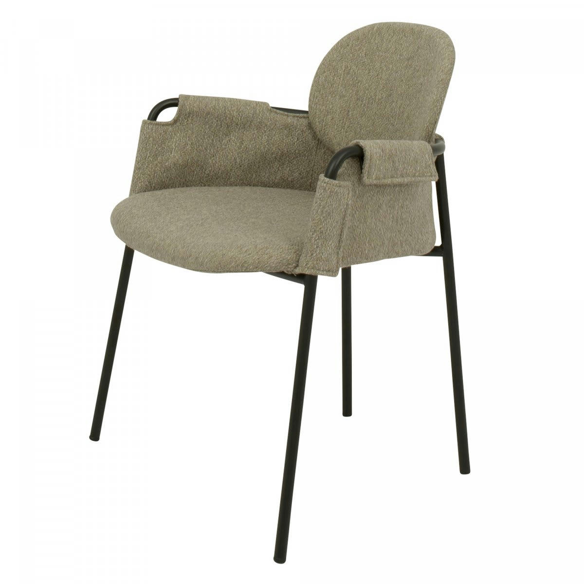 SONA - Set de 2 chaises de salle à manger en tissu et métal taupe