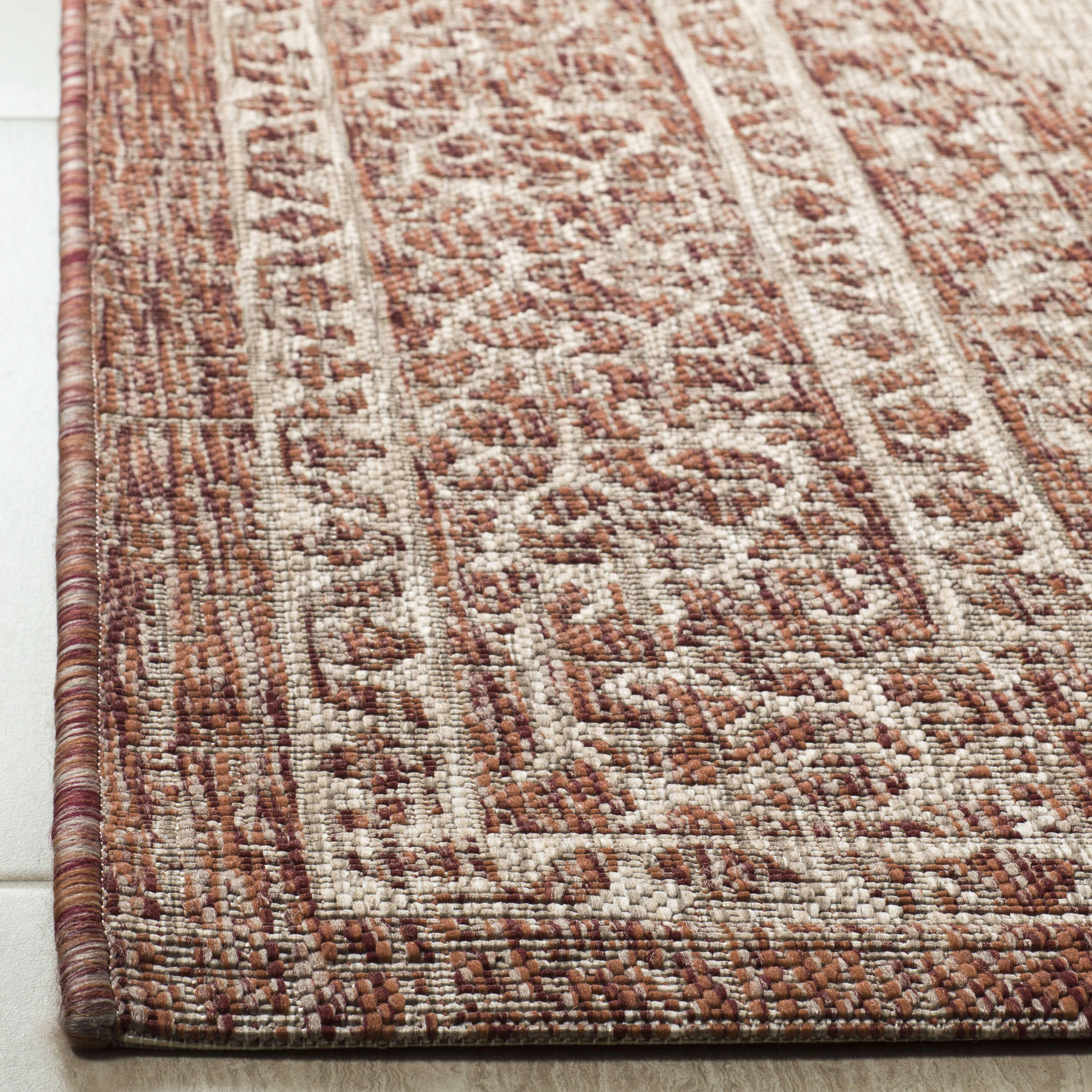 COURTYARD - Tapis interieur & exterieur en beige clair & terracotta, 201 x 290 cm