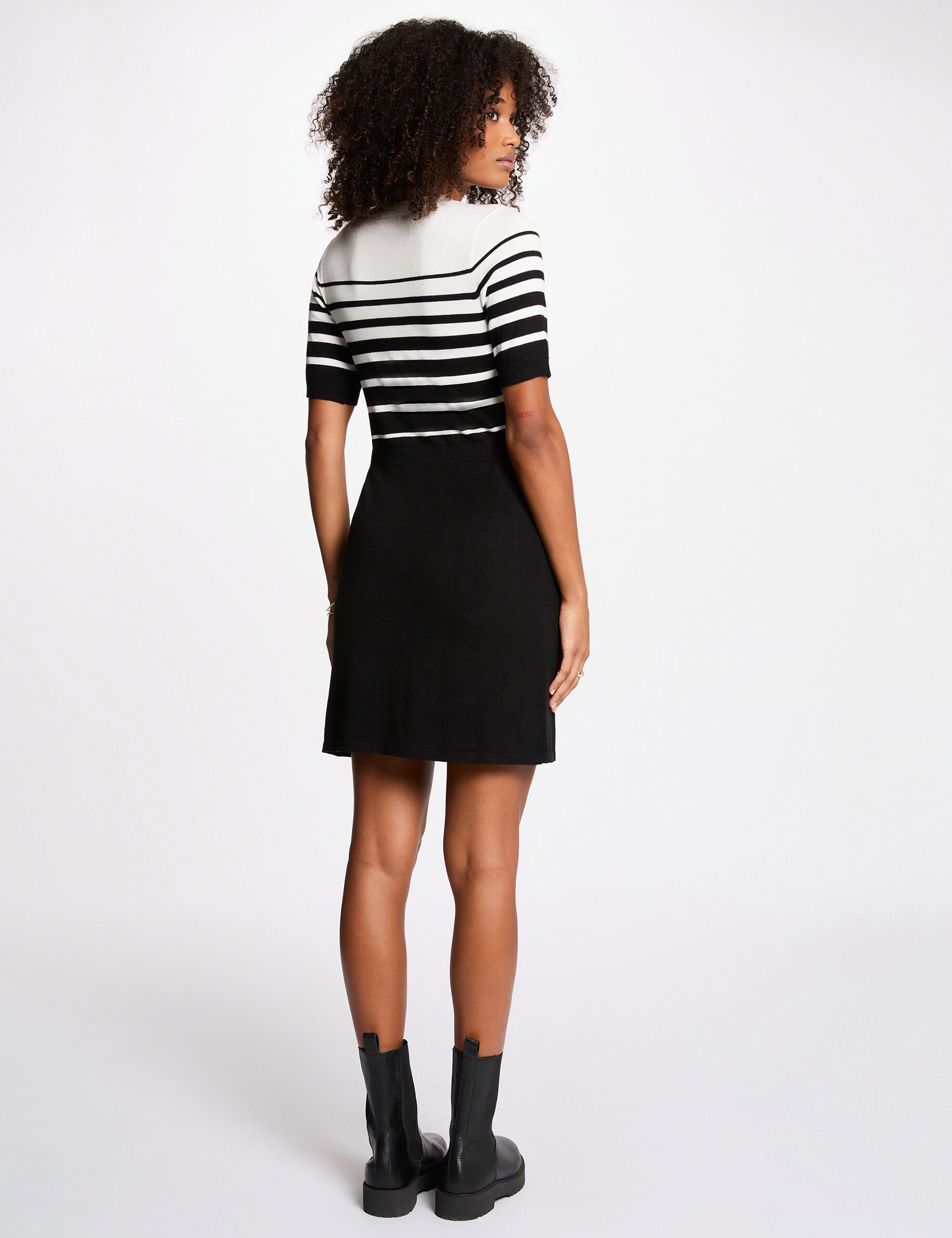 Fitted Short Knit Dress Black Women
