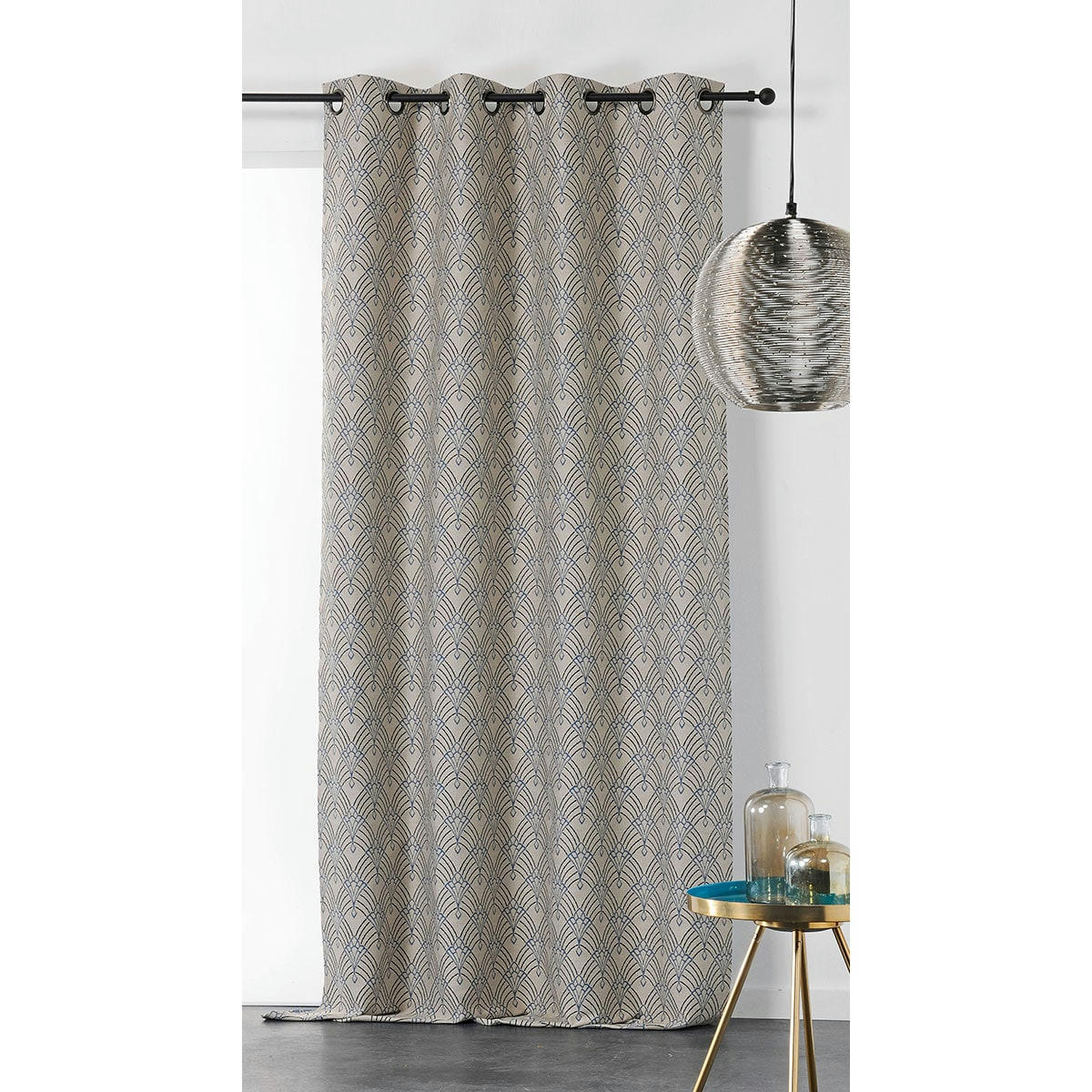 - Rideau art décoratif en jacquard polyester/jacquard bleu 140x245 cm
