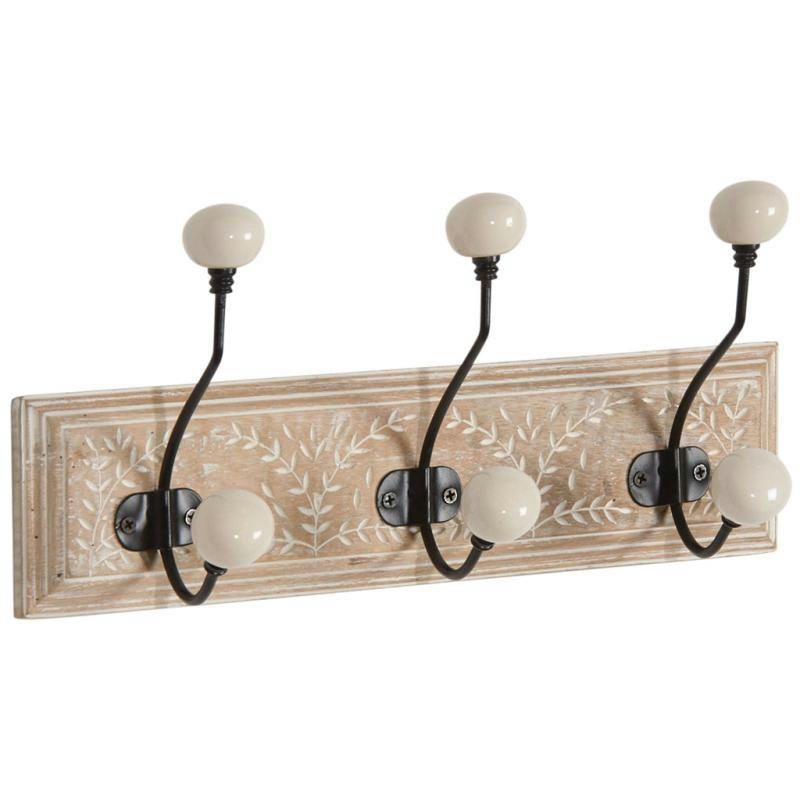 - Patère en manguier motif feuilles 3 crochets 3 crochets