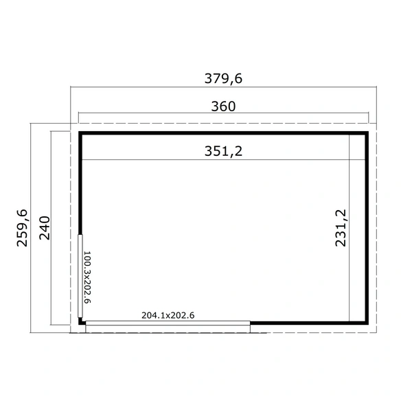 Blockbohlenhaus »Austin«, BxHxT: 360 x 239,4 x 240 cm (Außenmaß inkl. Dachüberstand), grau