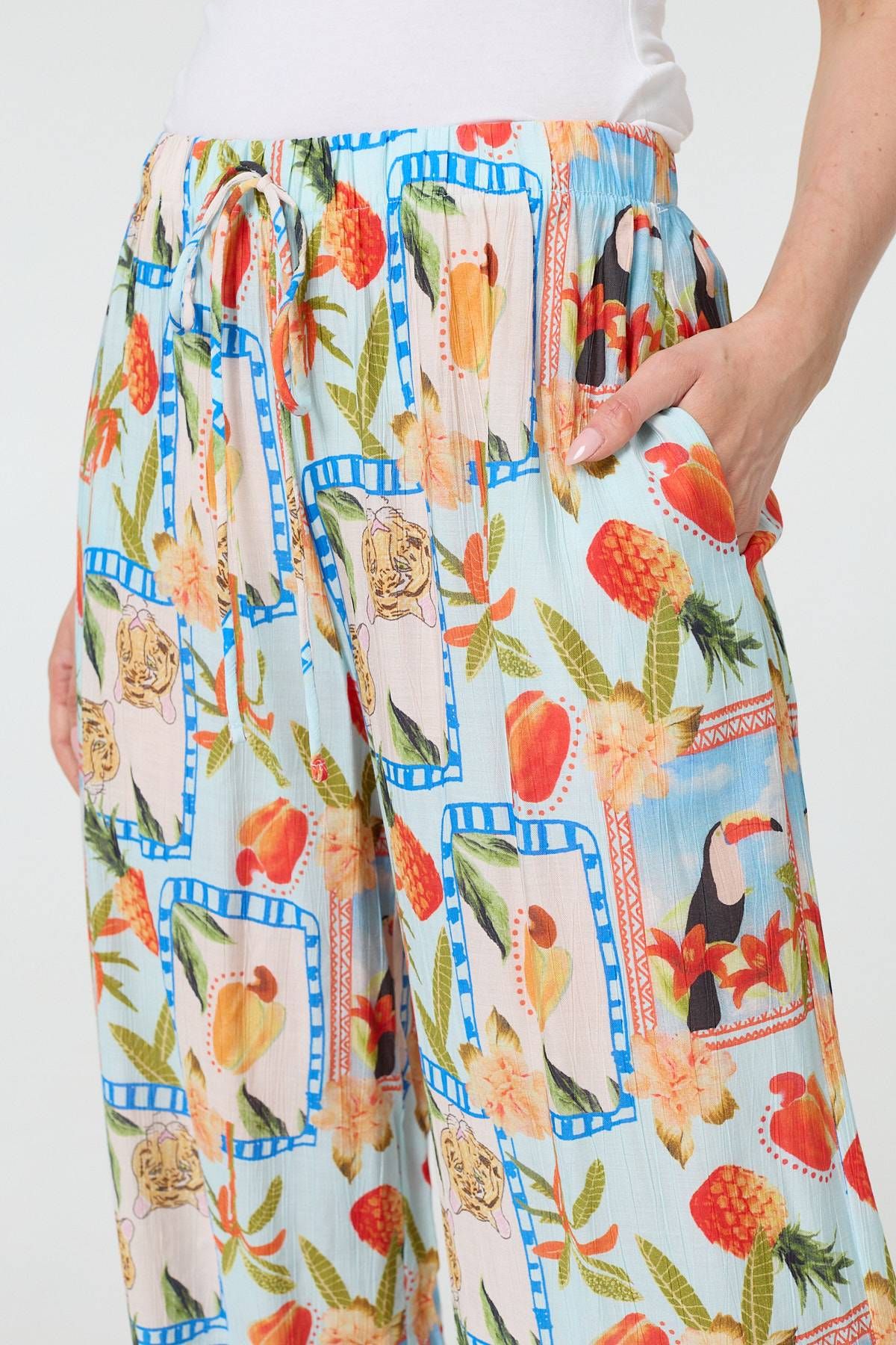 Izabel London Patchwork Relaxed Wide Leg Trousers