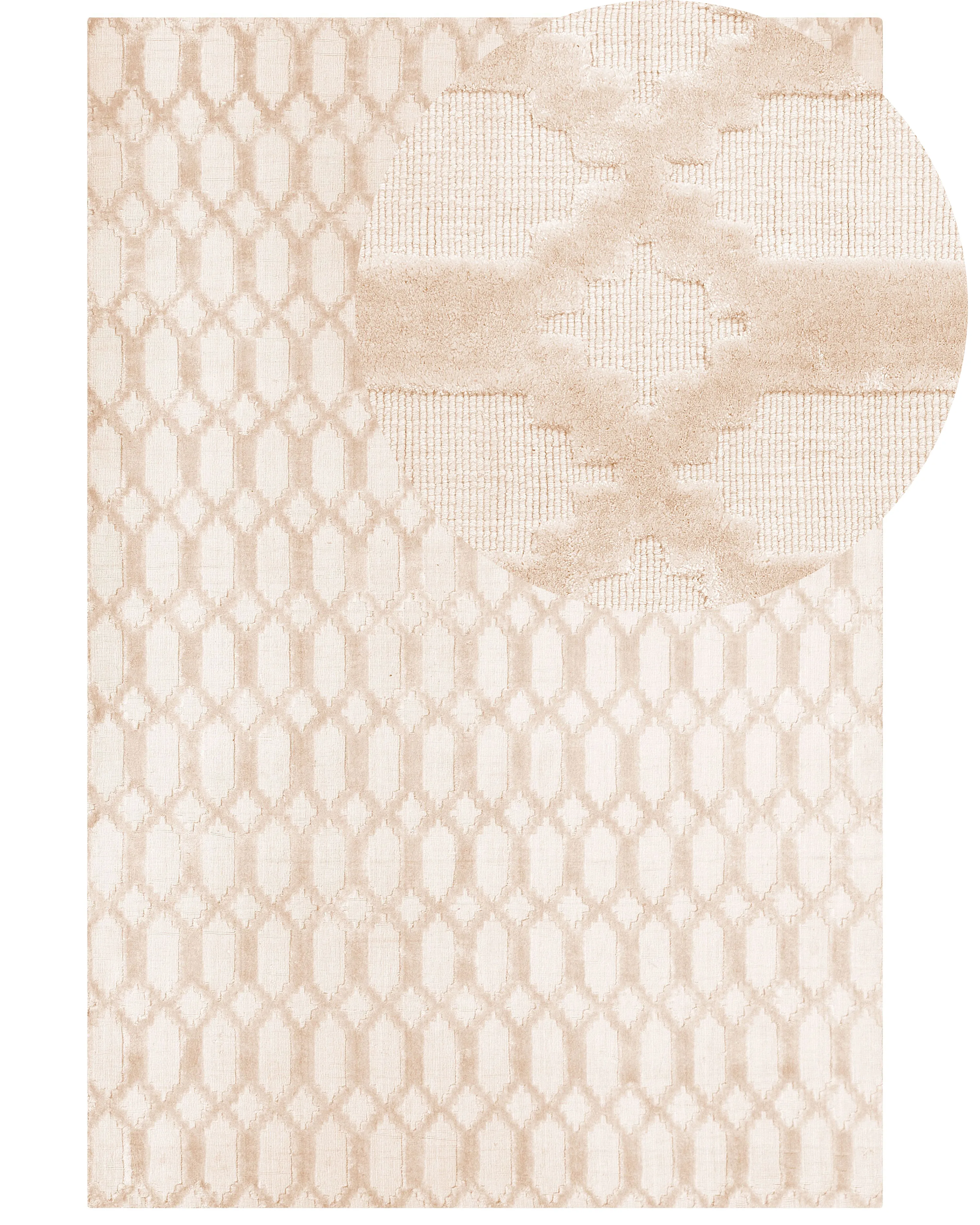 Rug CIZRE Beige 140 x 200 cm Viscose