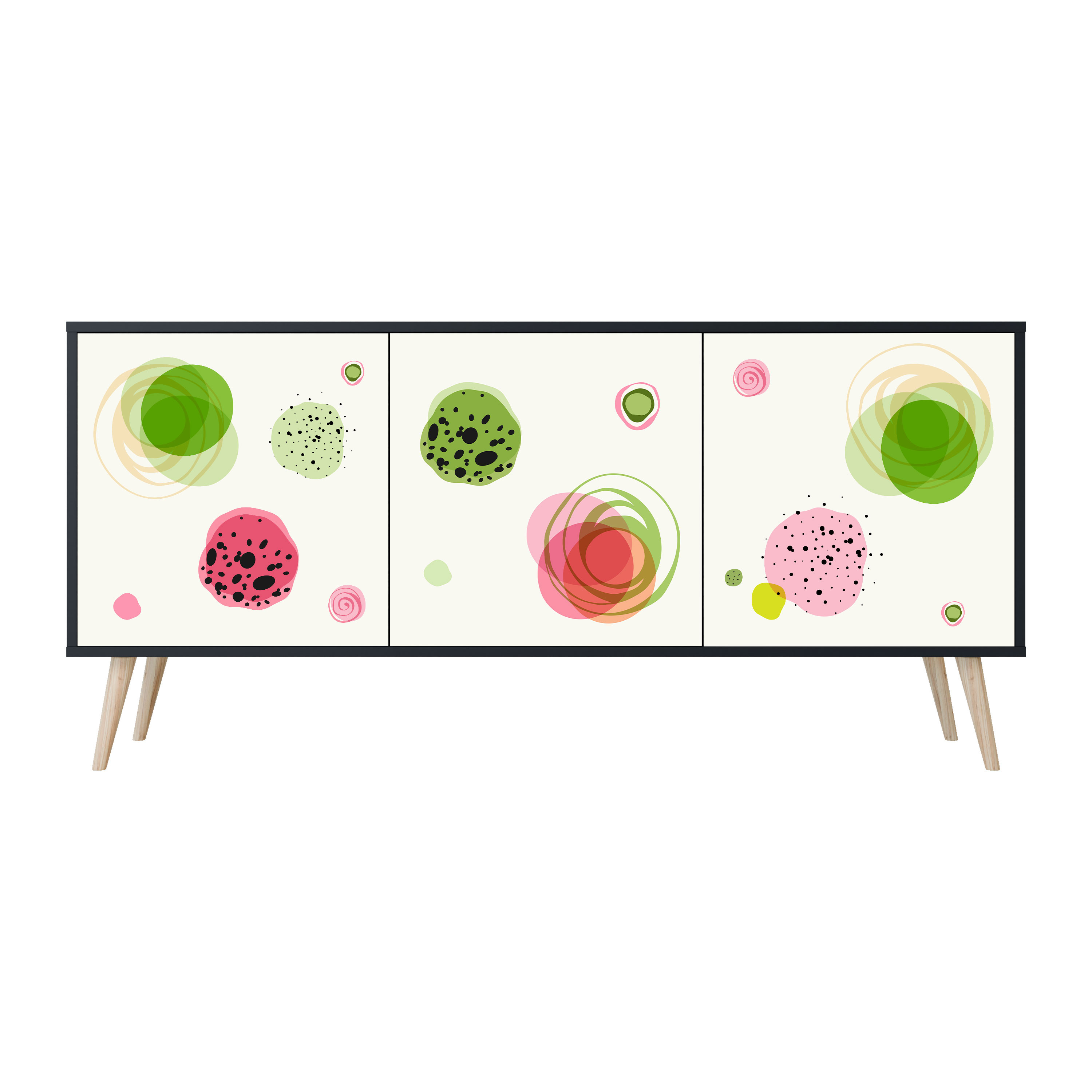 COLORFUL COSMOS Komoda 3 drzwi Czarna-Bukowa skośna