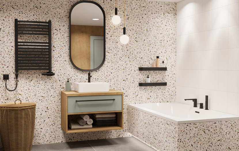 Bateria Wannowa 3 Otworowa Glamour Invena Trend Czarna