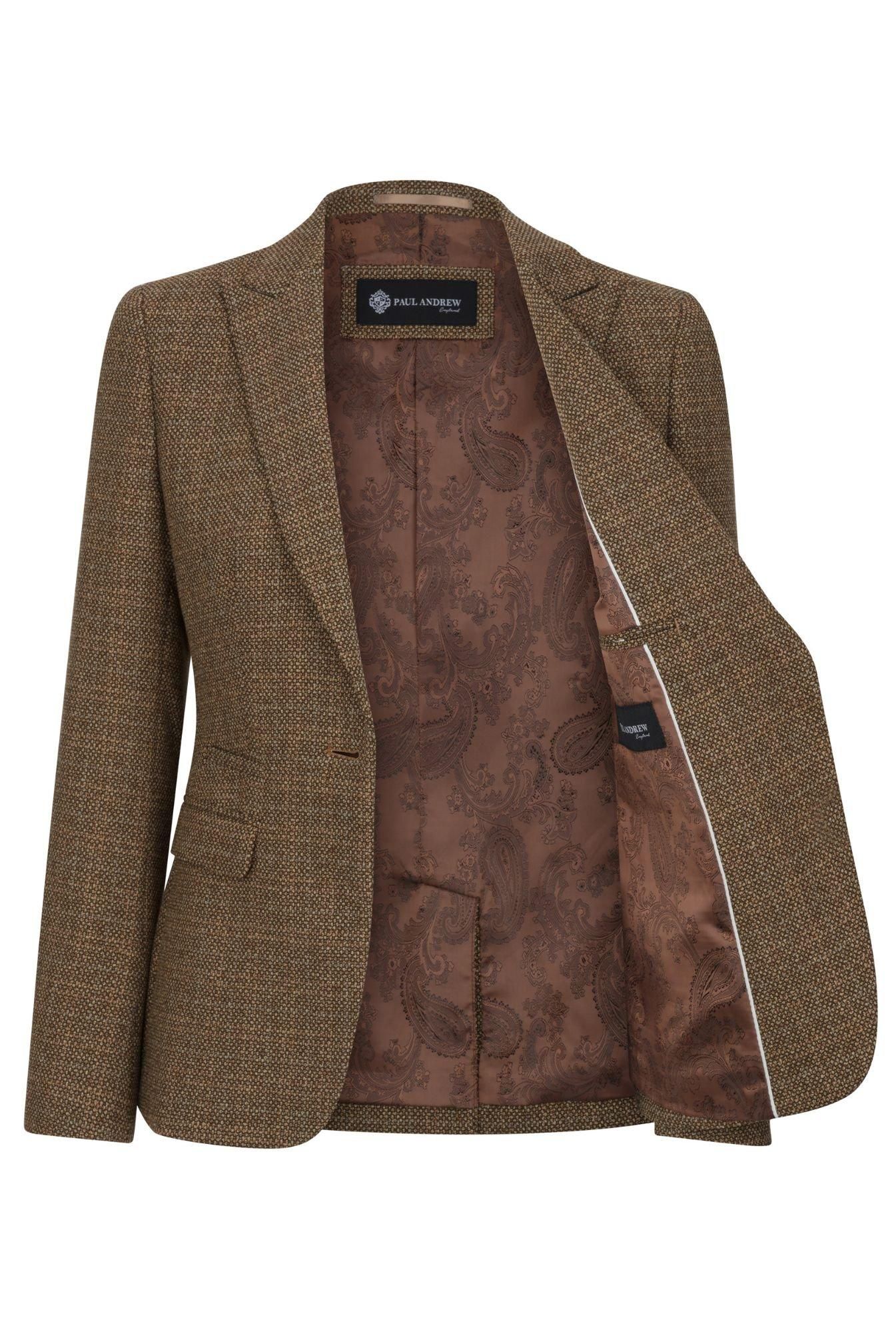 Paul Andrew Ralph Brown Tweed Tailored Fit Blazer