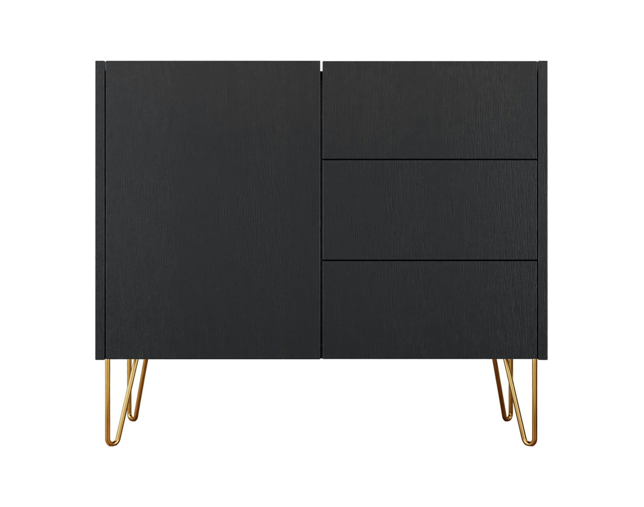 CALI - Buffet bas contemporain 97 cm noir / doré
