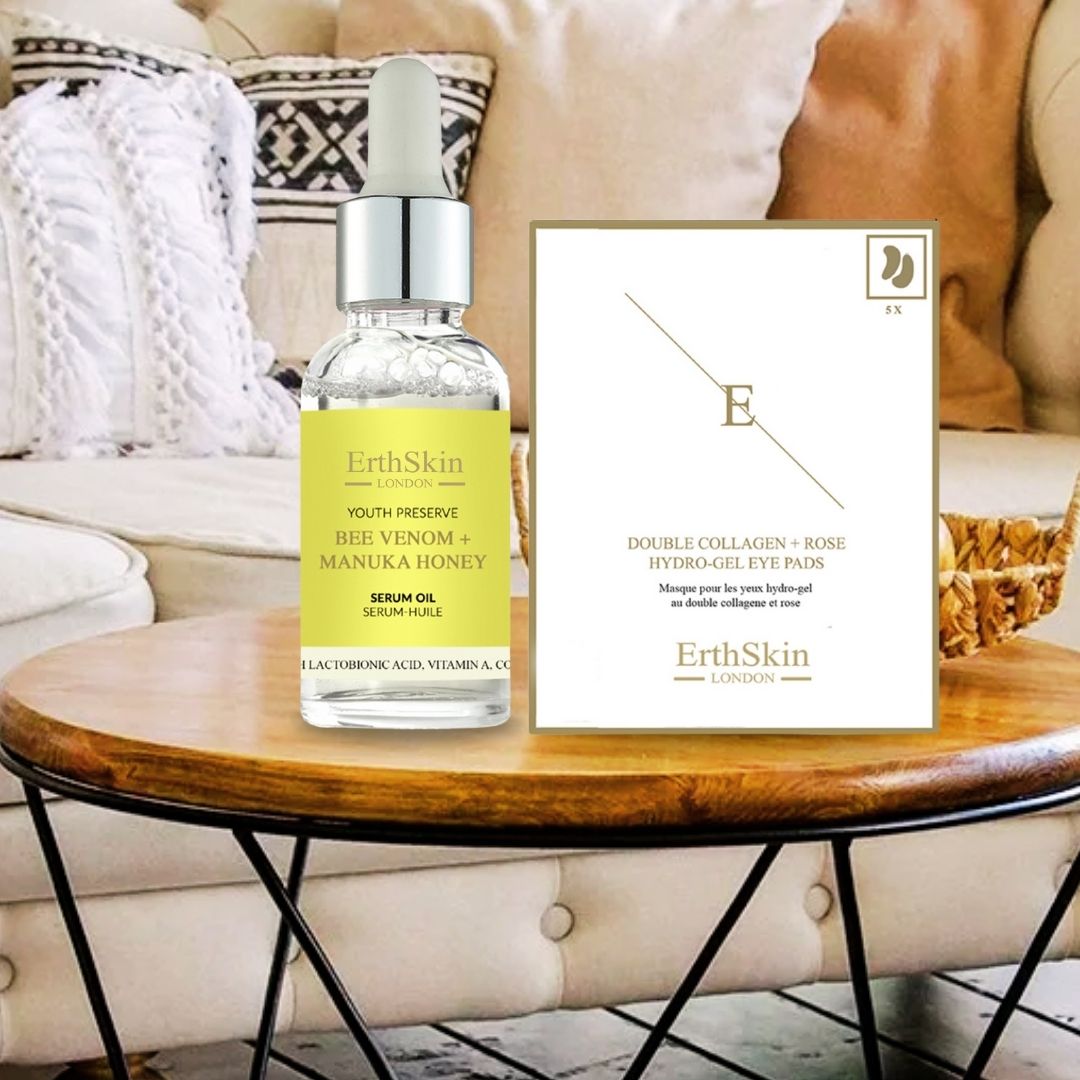 Erth Skin London Bee Venom Serum Oil 30ml   Collagen Rose Eye Pads