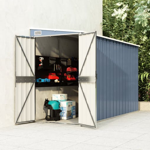 NNEVL Wall-mounted Garden Shed Grey 118x288x178 cm Galvanised Steel