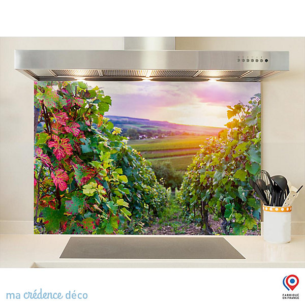 Crédence cuisine fond de hotte Vignobles - Verre trempé - L 60 cm x H 45 cm - MaCrédenceDéco
