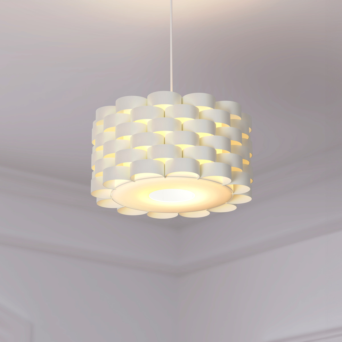 Metal suspension lamp "Moki" White, D.42 cm