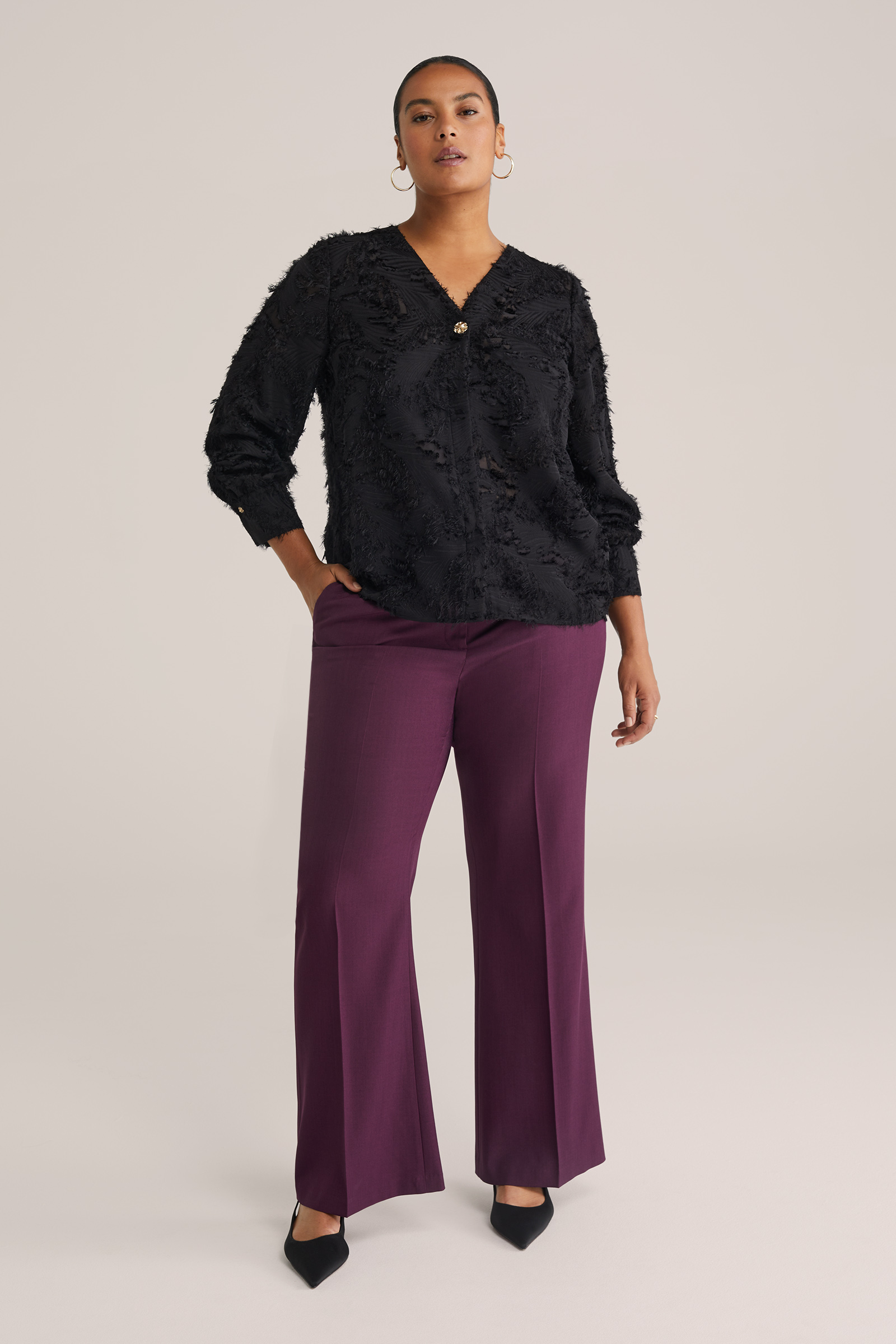 Dames blouse met jacquard-dessin - Curve