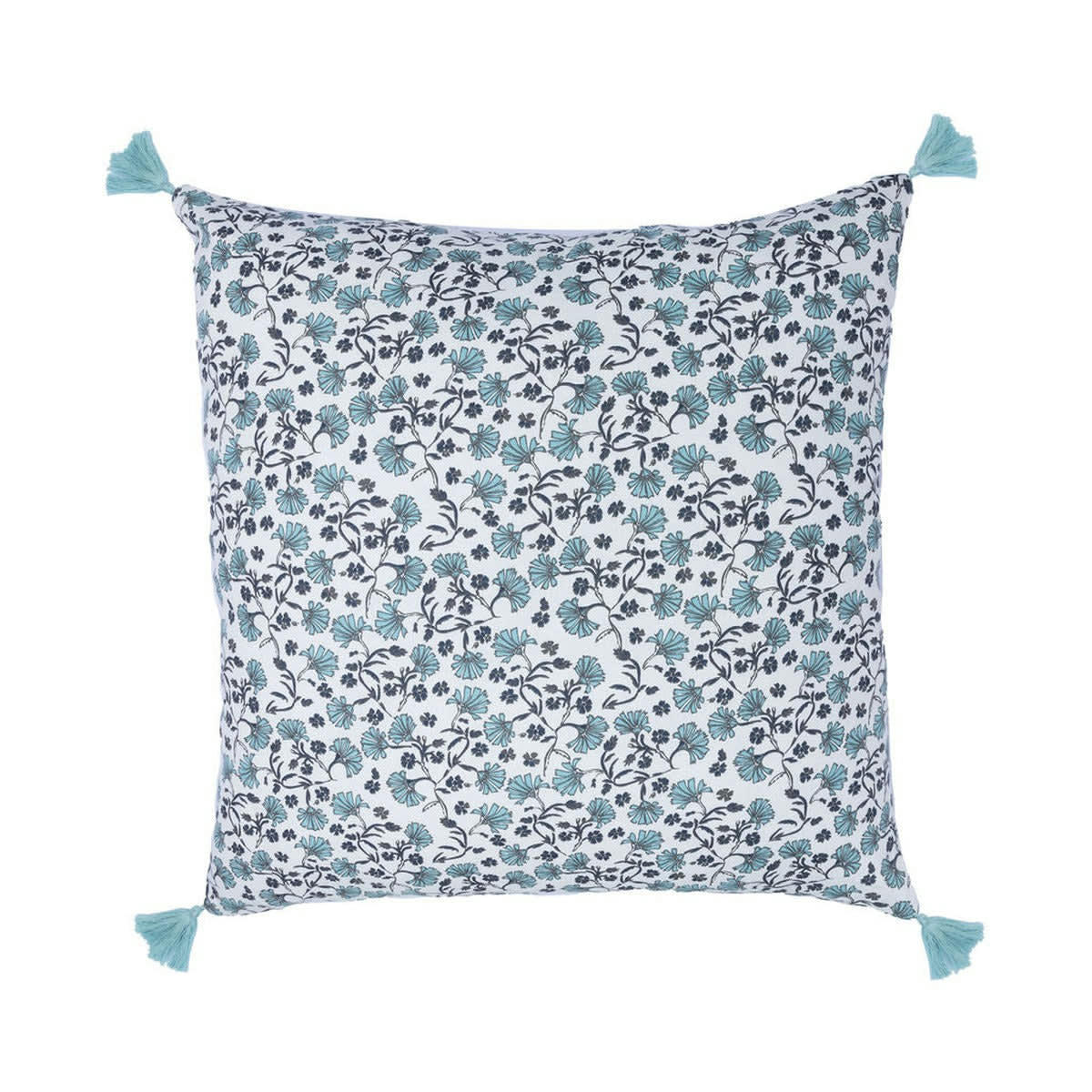 DELHI - Housse de coussin coton  50x50 bleu
