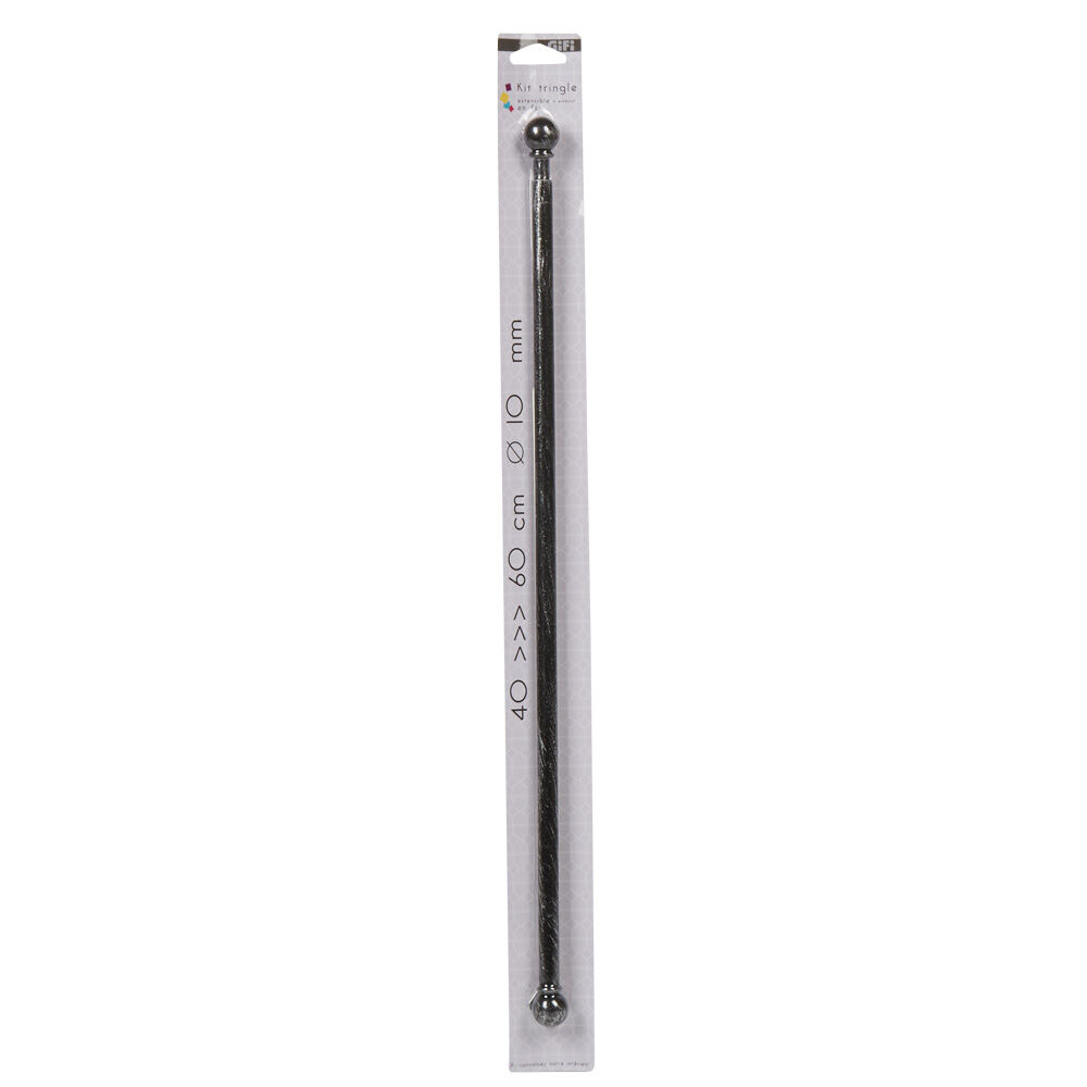 Tringle à vitrage Extensible 40-60 cm embout boule noir vieilli