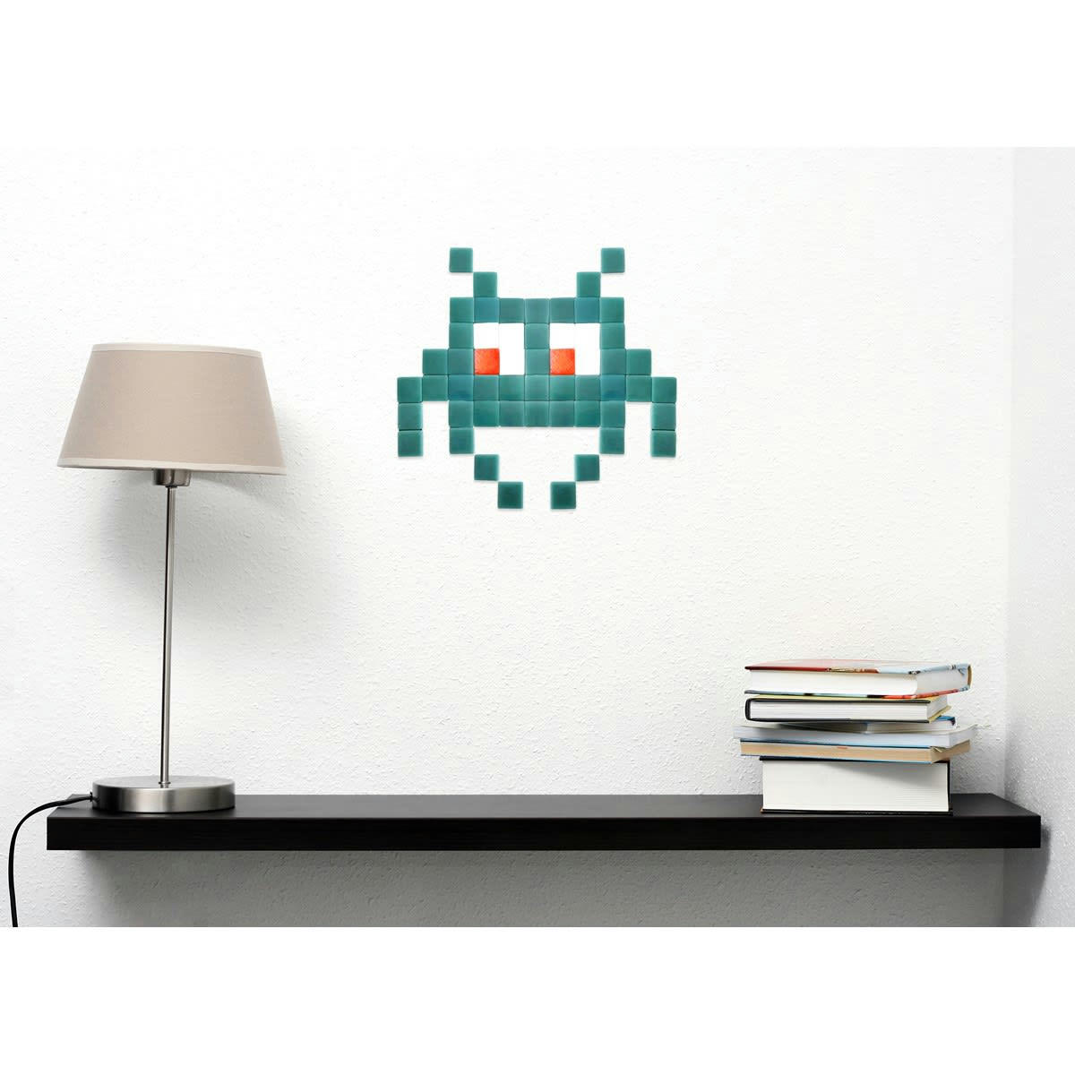 OUTDOOR - Mosaïque invaders en verre bleu turquoise