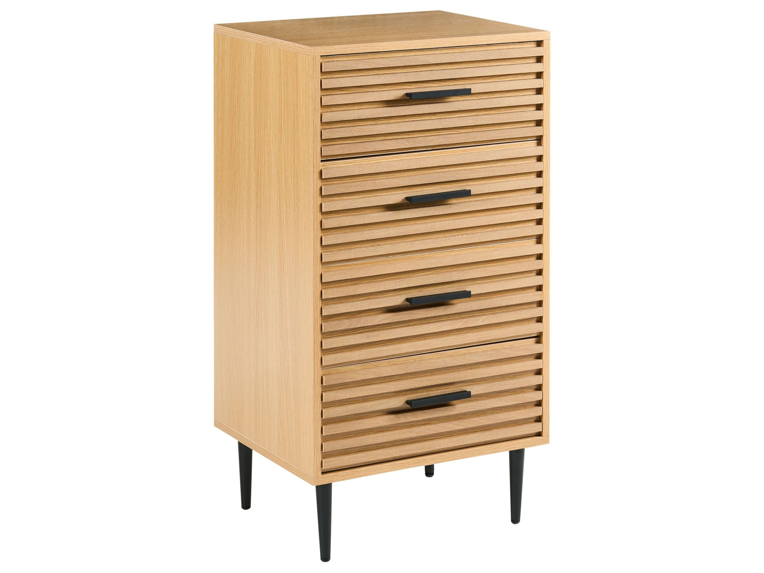 Komoda 4 szuflady MDF metalowe nogi jasnobrązowa
