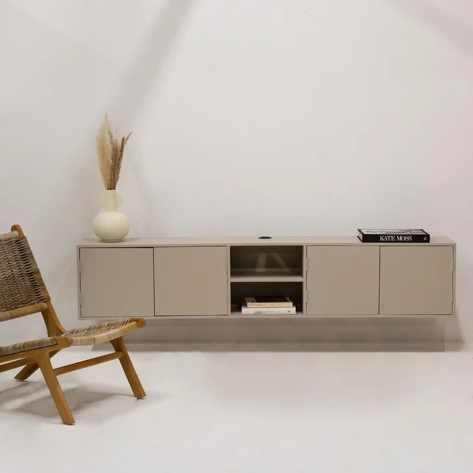 Tv-Meubel Taupe Mangohout - 4-Deurs - 200x30x40cm - Loiza