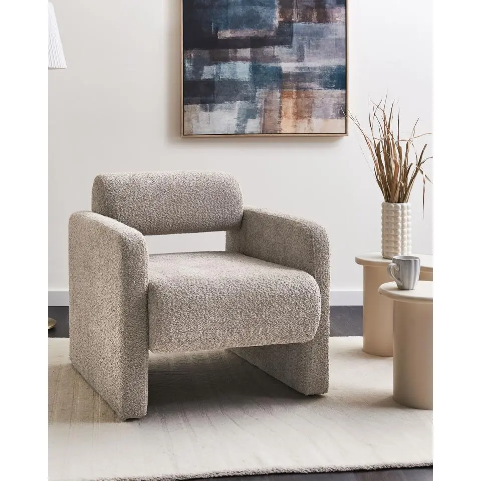 HALLSBERG - Fauteuil - Taupe - Boucl&eacute;