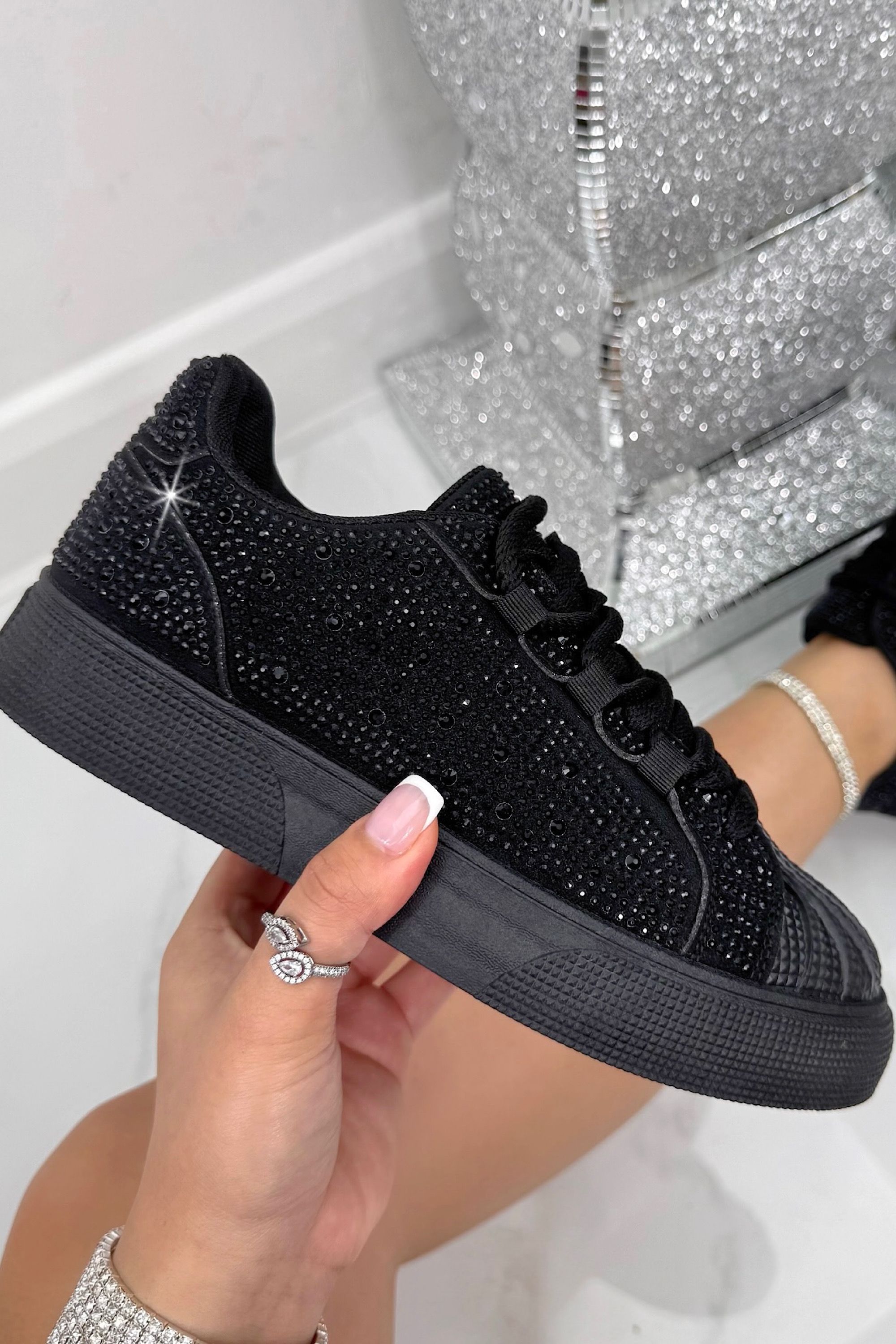Love Lemonade Crystal Embellished Aura Lace-Up Trainers