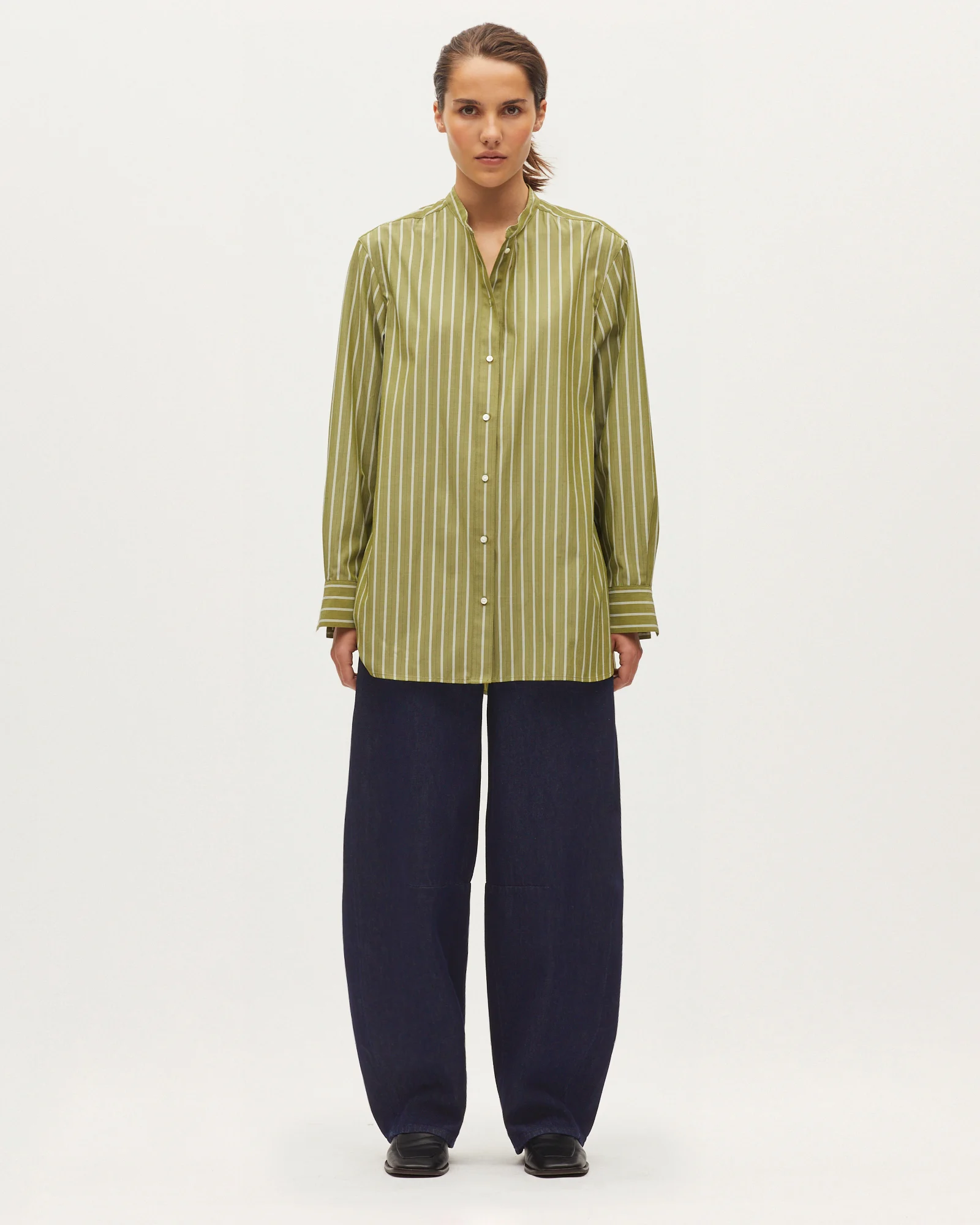 Chemise rayée col officier