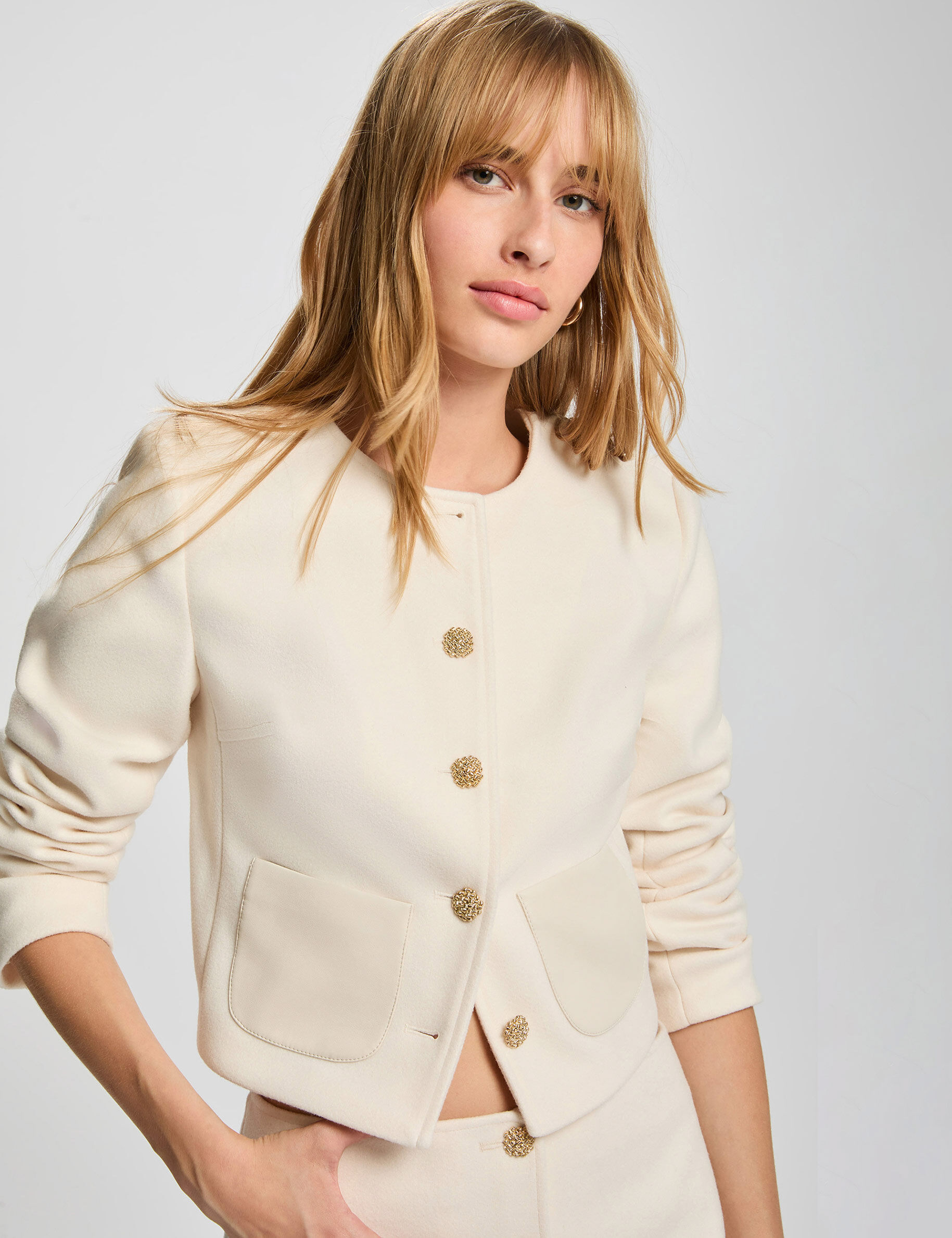 Short Buttoned Jacket Ivory Women